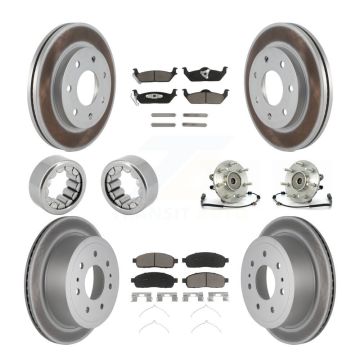 Front Rear Hub Bearing Coat Brake Rotor Pad Shoe Kit (10Pc) For 06-08 Lincoln Mark LT 4WD KBB-121580