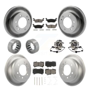 Front Rear Hub Bearing Coated Brake Rotor Pad Shoe Kit (10Pc) For 2009-2010 Hummer H3T H3 KBB-121587