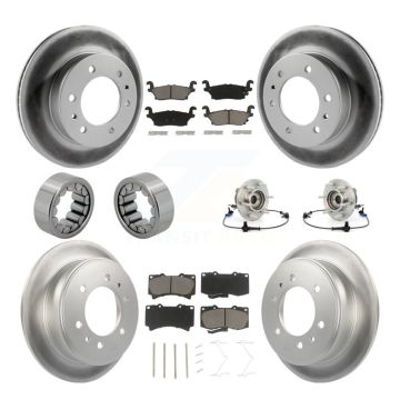 Front Rear Hub Bearing Coated Brake Rotor And Pad Shoe Kit (10Pc) For 2006-2008 Hummer H3 KBB-121588