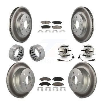 Front Rear Hub Bearing Coated Brake Rotor Pad Shoe Kit (10Pc) For Chevrolet Avalanche GMC KBB-121597