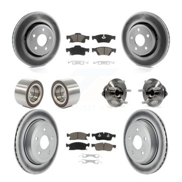 Front Rear Hub Bearing Coated Brake Rotor Pads Shoe Kit (10Pc) For Jeep Grand Cherokee WK KBB-121606