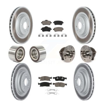 Front Rear Hub Bearing Coated Brake Rotor & Pads Shoe Kit (10Pc) For Mercedes-Benz GLE400 KBB-121607