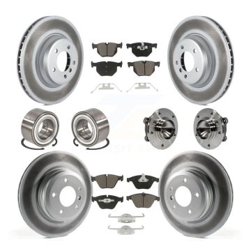Front Rear Hub Bearing Coated Brake Rotor And Pad Shoe Kit (10Pc) For BMW 335i 335is 335d KBB-121611