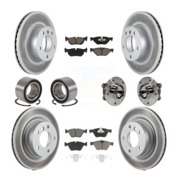 Front Rear Hub Bearing Coated Disc Brake Rotor Pad Shoe Kit (10Pc) For BMW 328i 323i 325i KBB-121613