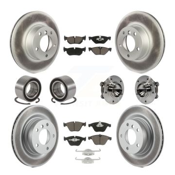 Front Rear Wheel Hub Bearing Coated Disc Brake Rotor And Pad Shoe Kit (10Pc) For BMW 328i KBB-121614