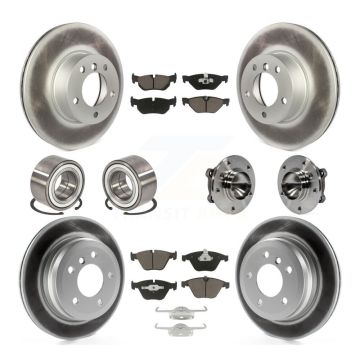 Front Rear Wheel Hub Bearing Coated Disc Brake Rotor And Pad Shoe Kit (10Pc) For BMW 328i KBB-121615