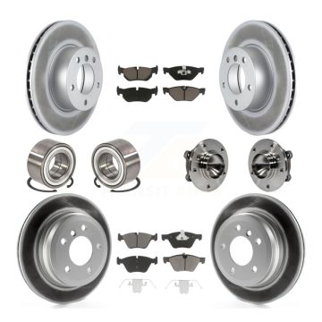 Front Rear Hub Bearing Coated Brake Rotor And Pad Shoe Kit (10Pc) For 2007 BMW 328i Wagon KBB-121616