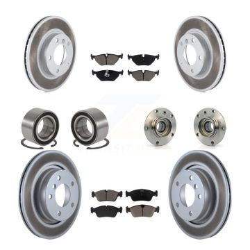 Front Rear Hub Bearing Coated Disc Brake Rotor And Pad Shoe Kit (10Pc) For BMW 328i 328is KBB-121624