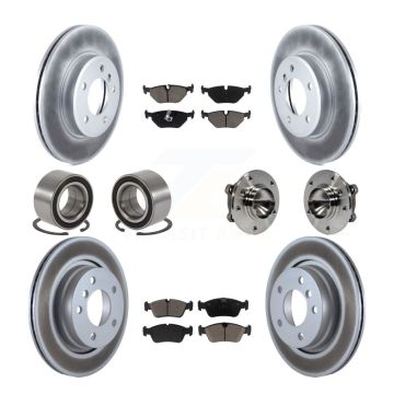 Front Rear Hub Bearing Coated Disc Brake Rotor And Pad Shoe Kit (10Pc) For 2006 BMW 325Ci KBB-121627