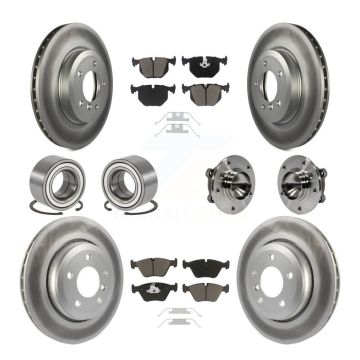 Front Rear Hub Bearing Coated Disc Brake Rotor And Pad Shoe Kit (10Pc) For 2006 BMW 330Ci KBB-121629