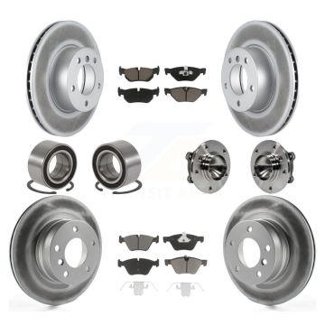 Front Rear Hub Bearing Coated Disc Brake Rotor Pad Shoe Kit (10Pc) For 2008-2013 BMW 128i KBB-121643