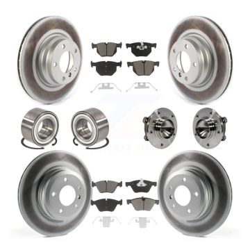 Front Rear Hub Bearing Coated Disc Brake Rotor And Pads Shoe Kit (10Pc) For 2006 BMW 330i KBB-121644