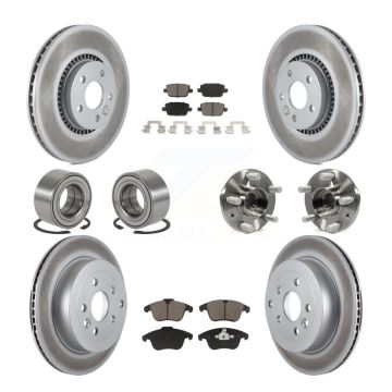 Front Rear Bearing Coated Brake Rotor & Pads Shoe Kit (10Pc) For 2008-2011 Land Rover LR2 KBB-121645