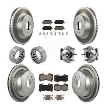 Front Rear Hub Bearing Coated Brake Rotor Pads Shoe Kit (10Pc) For Chevrolet Colorado GMC KBB-121646