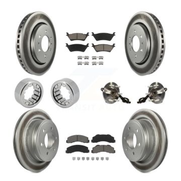 Front Rear Hub Bearings Coated Disc Brake Rotors And Pads Shoes Kit (10Pc) For Ford F-150 KBB-121662