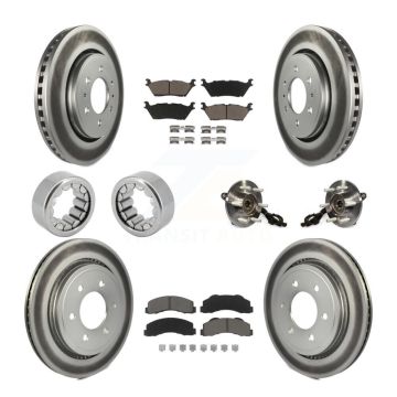 Front Rear Hub Bearings Coated Disc Brake Rotors And Pads Shoes Kit (10Pc) For Ford F-150 KBB-121663