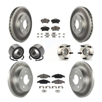 Front Rear Hub Bearing Coated Disc Brake Rotors And Pads Shoe Kit (10Pc) For Ford Mustang KBB-121665