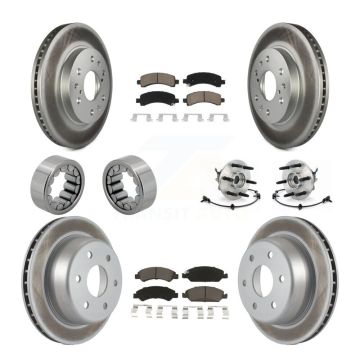 Front Rear Hub Bearing Coated Brake Rotor Pads Shoe Kit (10Pc) For Chevrolet Express 1500 KBB-121710