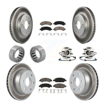 Front Rear Hub Bearing Coated Brake Rotor Pads Shoe Kit (10Pc) For Chevrolet Express 1500 KBB-121711