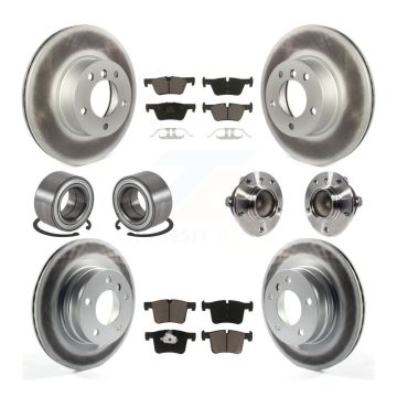 Front Rear Hub Bearing Coated Disc Brake Rotor And Pads Shoe Kit (10Pc) For BMW 320i 328d KBB-121722
