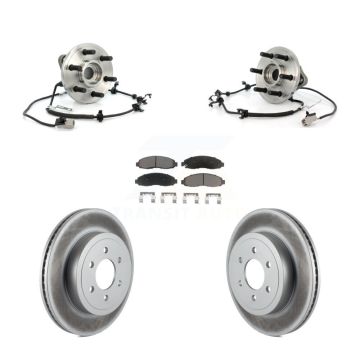 Front Hub Bearing Coated Brake Rotor Pads Kit For 03-04 Dodge Dakota 4WD with 4-Wheel ABS KBB-121755