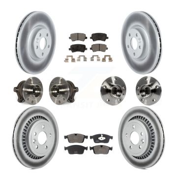 Front Rear Hub Bearings Coated Disc Brake Rotors And Pads Kit (10Pc) For Volvo XC60 AWD KBB-121767