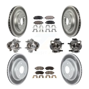 Front Rear Hub Bearings Coated Disc Brake Rotors And Pads Kit (10Pc) For Nissan LEAF KBB-121768