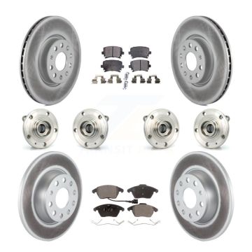 Front Rear Hub Bearings Coated Disc Brake Rotors And Pads Kit (10Pc) For Audi A3 Quattro KBB-121771