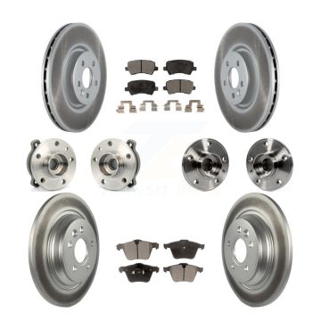 Front Rear Hub Bearing Coated Disc Brake Rotor Pad Kit (10Pc) For 2013-2014 Volvo S60 AWD KBB-121785