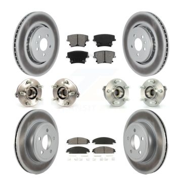 Front Rear Hub Bearing Coat Brake Rotor Pad Kit (10Pc) For 14 Dodge Charger AWD with 3.6L KBB-121820