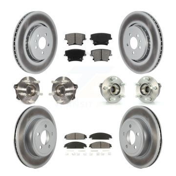 Front Rear Hub Bearing Coated Brake Rotor Pads Kit (10Pc) For Dodge Charger AWD with 3.6L KBB-121821