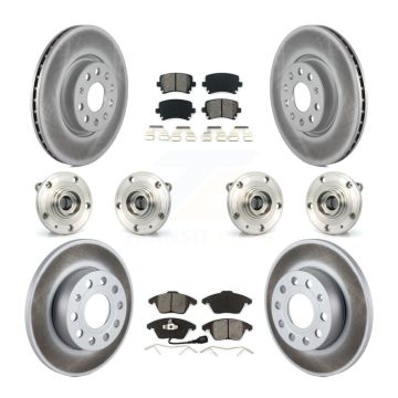 Front Rear Hub Bearings Coated Disc Brake Rotors And Pads Kit (10Pc) For Audi A3 Quattro KBB-121826