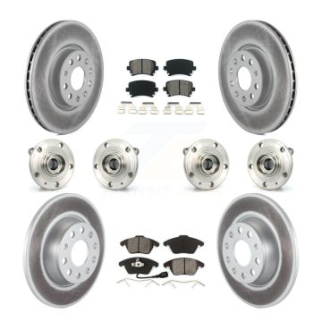 Front Rear Hub Bearings Coated Disc Brake Rotors And Pads Kit (10Pc) For Audi A3 Quattro KBB-121827
