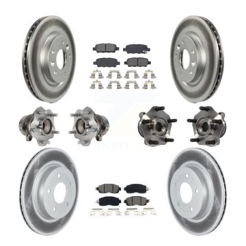 Front Rear Hub Bearings Coated Disc Brake Rotors And Pads Kit (10Pc) For Nissan LEAF KBB-121828