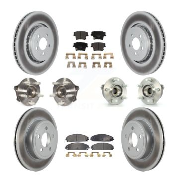 Front Rear Hub Bearing Coated Brake Rotor Pads Kit (10Pc) For Dodge Charger AWD with 3.6L KBB-121854
