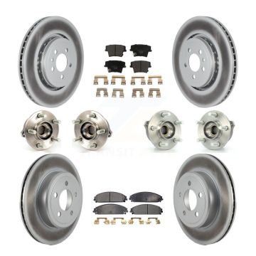 Front Rear Hub Bearing Coat Brake Rotor Pad Kit (10Pc) For 14 Dodge Charger AWD with 3.6L KBB-121856