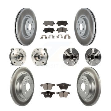 Front Rear Hub Bearing Coated Disc Brake Rotor Pad Kit (10Pc) For 2013-2014 Volvo S60 AWD KBB-121859