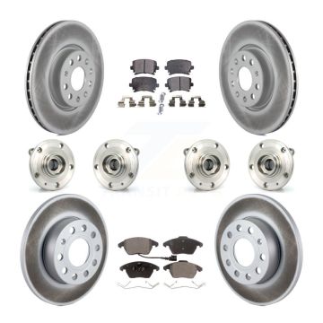 Front Rear Hub Bearings Coated Disc Brake Rotors And Pads Kit (10Pc) For Audi A3 Quattro KBB-121864