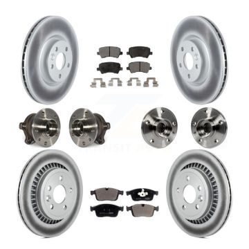 Front Rear Hub Bearings Coated Disc Brake Rotors And Pads Kit (10Pc) For Volvo XC60 AWD KBB-121869