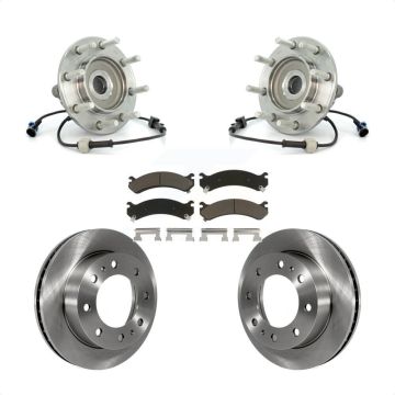 Front Hub Bearing Brake Rotor Pad Kit For Chevrolet GMC Sierra 3500 Silverado Classic RWD KBB-122037