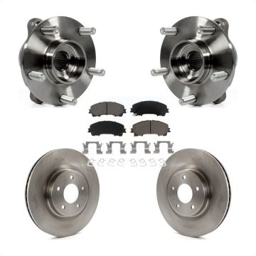 Front Hub Bearing Assembly Disc Brake Rotors And Pads Kit For INFINITI Q50 QX50 Q60 AWD KBB-122056