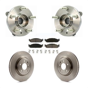 Front Hub Bearing Assembly Disc Brake Rotor And Ceramic Pad Kit For 2009-2010 Lincoln MKS KBB-122083