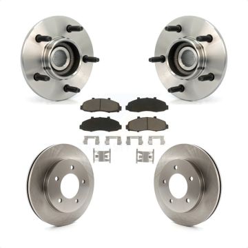 Front Hub Bearing Assembly Disc Brake Rotor & Pad Kit For Ford F-150 4WD with 2-Wheel ABS KBB-122131
