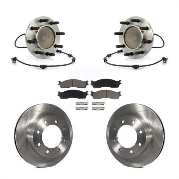 Front Hub Bearing Assembly Disc Brake Rotor Pad Kit For 2003-2005 Dodge Ram 2500 3500 RWD KBB-122253