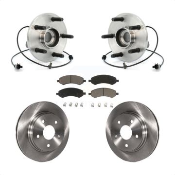 Front Hub Bearing Assembly Brake Rotor Pad Kit For 2007-2009 Chrysler Aspen Dodge Durango KBB-122258