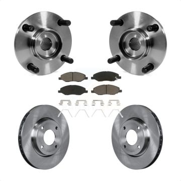 Front Hub Bearing Assembly Disc Brake Rotor And Pad Kit For 2008 Nissan Versa 4-Wheel ABS KBB-122348