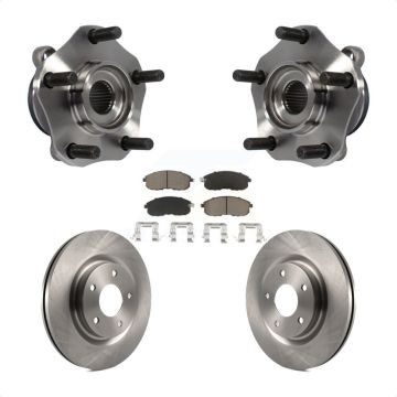 Front Hub Bearing Assembly Brake Rotor & Pad Kit For 2017-2019 Nissan Sentra Turbocharged KBB-122353