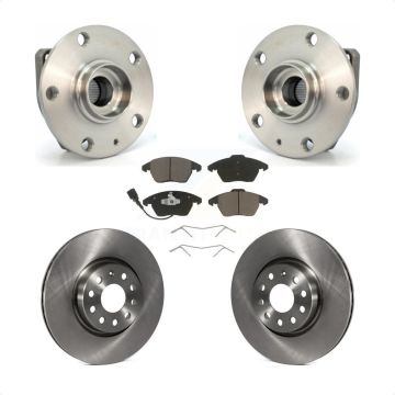 Front Hub Bearing Brake Rotor Pad Kit For 2006-2009 Volkswagen GTI 3 Bolt Mounting Flange KBB-122492