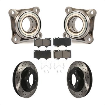 Front Wheel Bearing Coated Drill Slot Brake Rotor Pads Kit For Toyota 4Runner Lexus GX460 KBB-122567