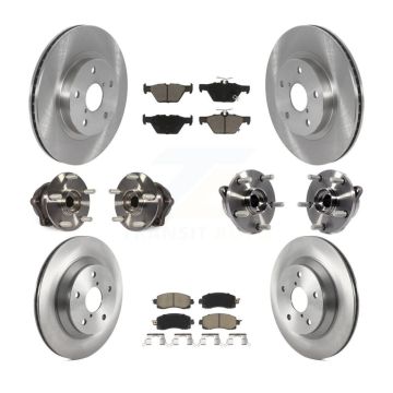 Front Rear Hub Bearings Disc Brake Rotors And Ceramic Pads Kit (10Pc) For Subaru Forester KBB-122642